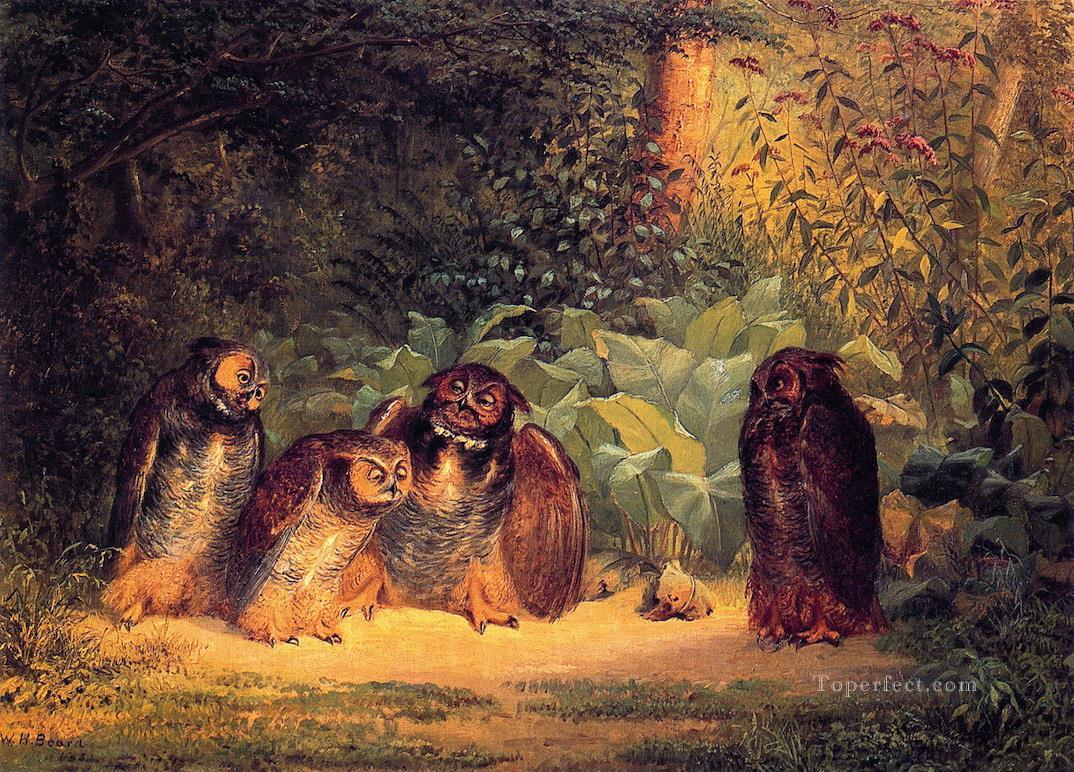 Owls William Holbrook Barbe animal Peintures à l'huile